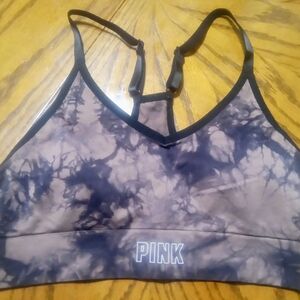 PINK Victoria's Secret Purple and Black Sports Bra with Racerback